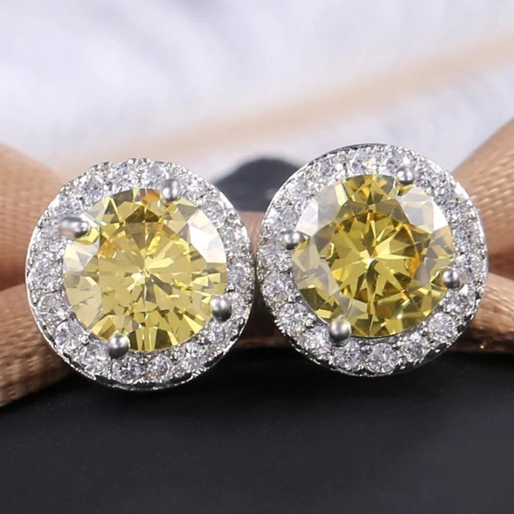 💥929 Silver Plated CZ Classic Stud Earrings for Women, UNVN12446